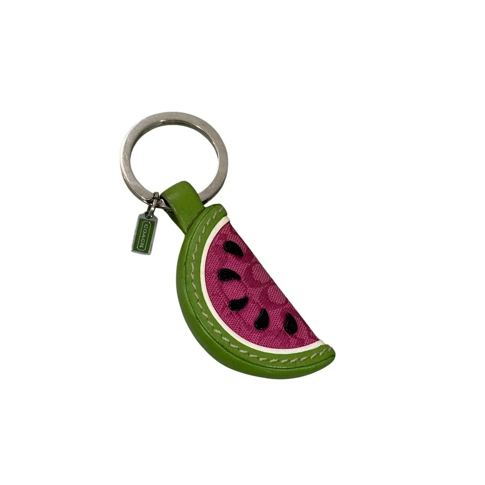 Vintage Coach Watermelon Pink Keychain Fruit Slice Purse Bag Charm Key Fob Rare